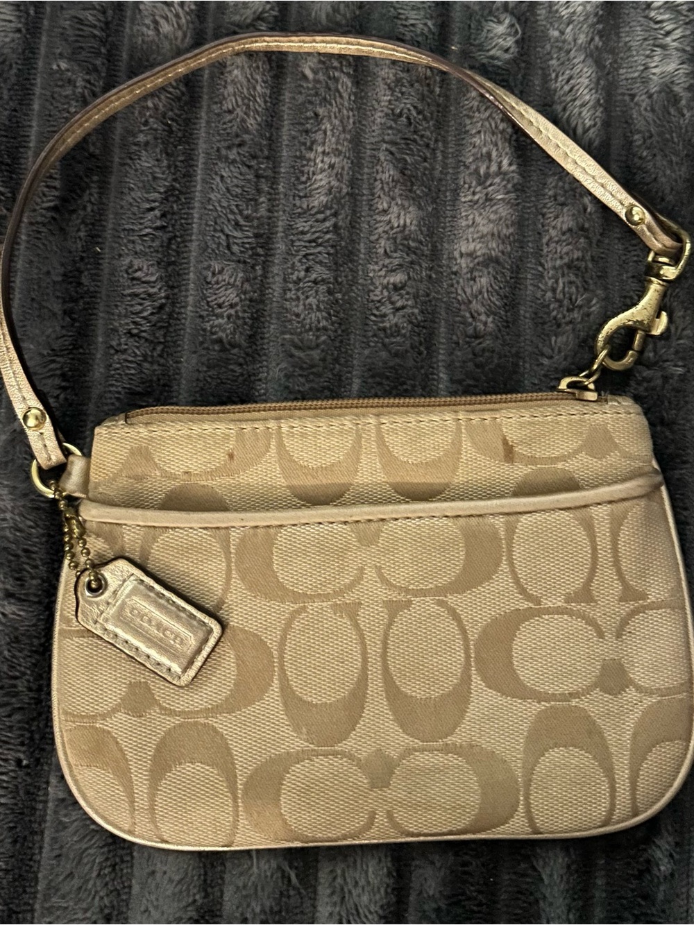 Coach Signature “ C” wristlet Gold Beige